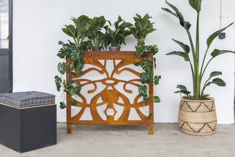 Cache Clim design en acier corten - Modèle ART NOUVEAU