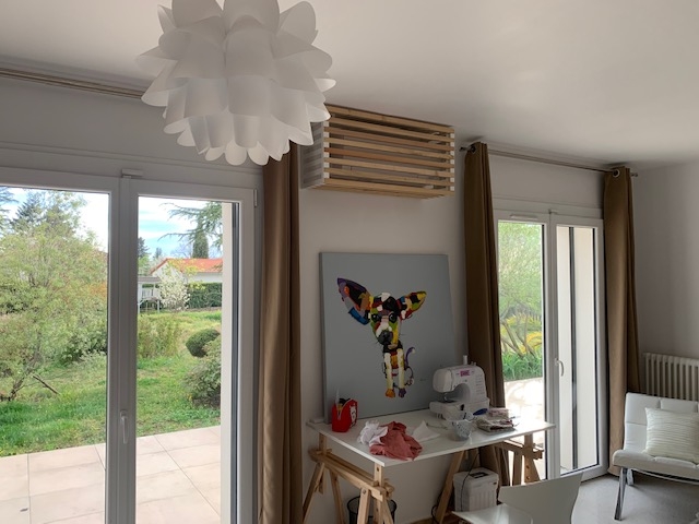 Cache split intérieur à lamelles bois - Modèle Mixte