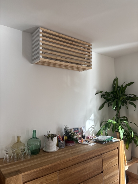 Cache split intérieur à lamelles bois - Modèle Mixte